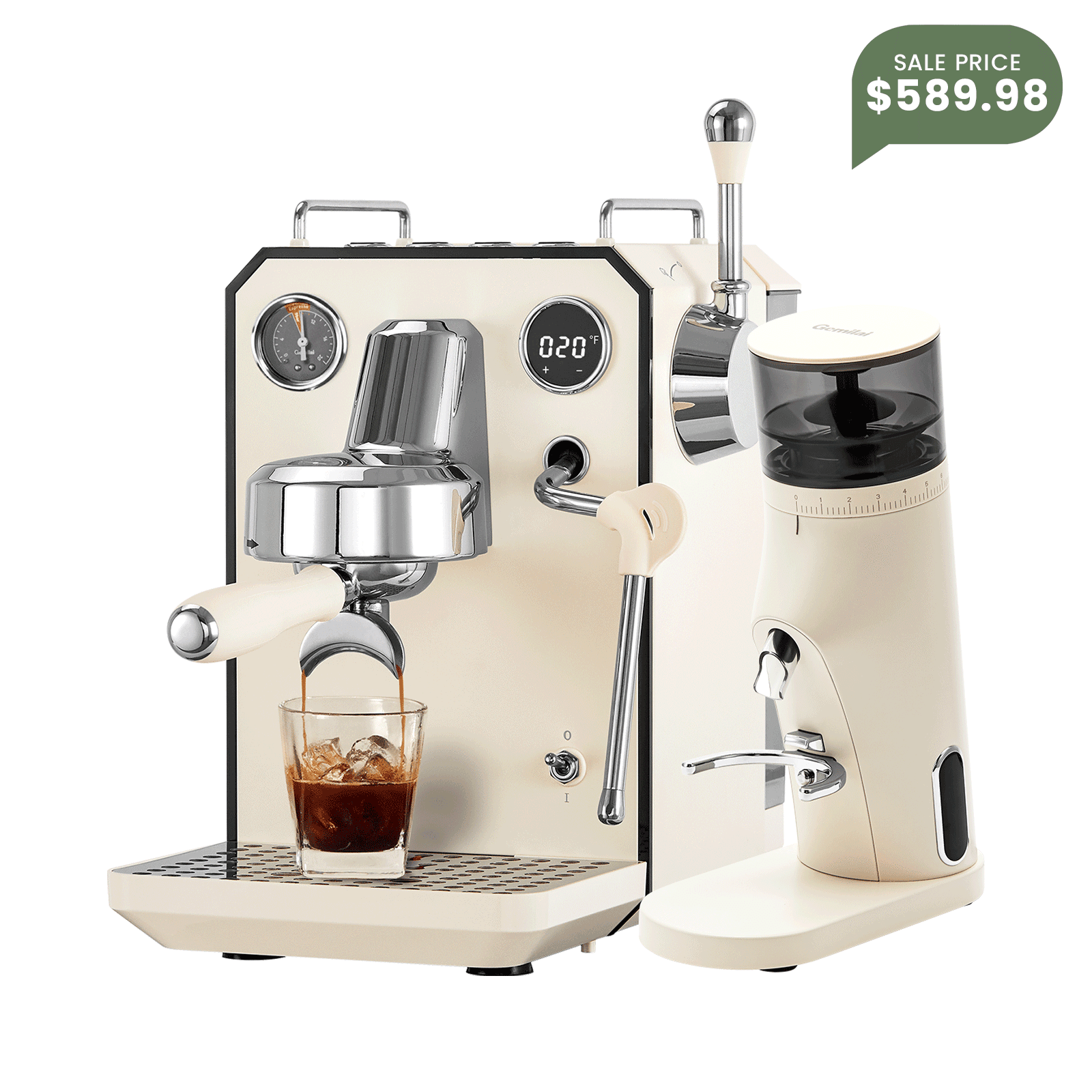 Owl G3006A Espresso Machine with G9010B Coffee Grinder (with Cold Brew) - Gemilai
